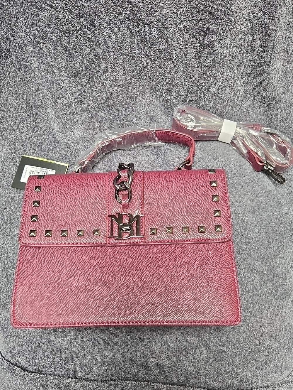 Badgley Mischka Plum Satchel with Structured Design